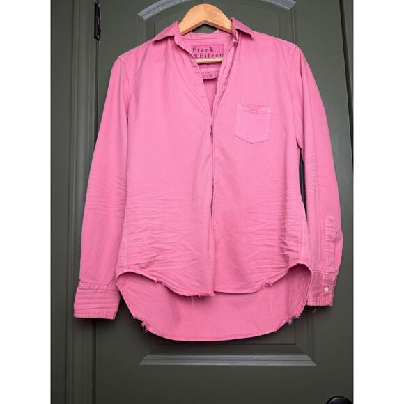 Frank & Eileen EILEEN Famous Denim Button-Up Long Sleeve Shirt Sunset Pink XXS - Picture 3 of 10